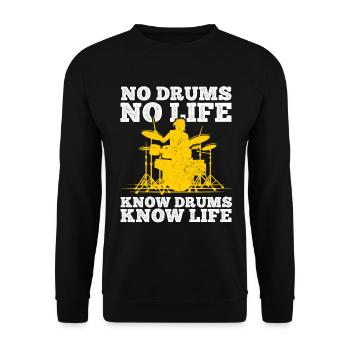 Schlagzeug Spieler Drummer - Unisex Pullover - Schwarz - Vorne - Alina (178cm) & Michal (187cm)