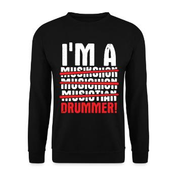 Schlagzeug Spieler Drummer - Unisex Pullover - Schwarz - Vorne - Alina (178cm) & Michal (187cm)