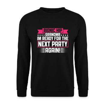 Umgebautes Hüft-oma-design Für Eine Person Nach - Unisex Sweatshirt - black - Front - Alina (178cm) & Michal (187cm)