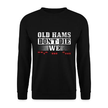 Amateurfunk-morsecode-design Für Lizenzierte - Unisex Pullover - Schwarz - Vorne - Alina (178cm) & Michal (187cm)