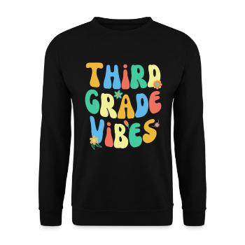 Zurück Zur Schule Dritte Klasse Vibes Bunt Groovy - Unisex Pullover - Schwarz - Vorne - Alina (178cm) & Michal (187cm)