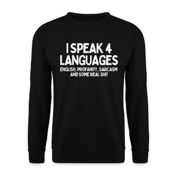 Komisch, ich spreche vier Sprachen - Unisex Pullover - Schwarz - Vorne - Alina (178cm) & Michal (187cm)