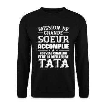 Mission De Grande Soeur Accomplie Nouveau Challeng - Sweat-shirt Unisexe - noir - Devant - Alina (178cm) & Michal (187cm)
