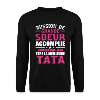 Mission De Grande Soeur Accomplie Nouveau Challeng - Sweat-shirt Unisexe - noir - Devant - Alina (178cm) & Michal (187cm)