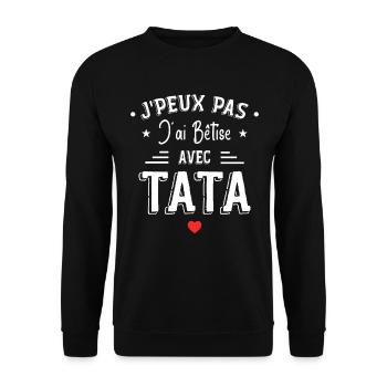J'ai Bêtise Avec Tata - Sweat-shirt Unisexe - noir - Devant - Alina (178cm) & Michal (187cm)