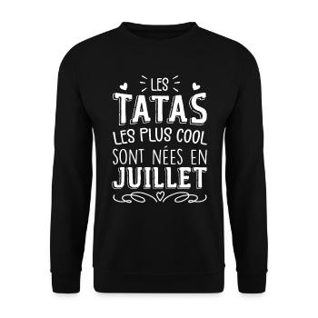 Anniversaire Tante Tata Juillet Cadeau - Sweat-shirt Unisexe - noir - Devant - Alina (178cm) & Michal (187cm)