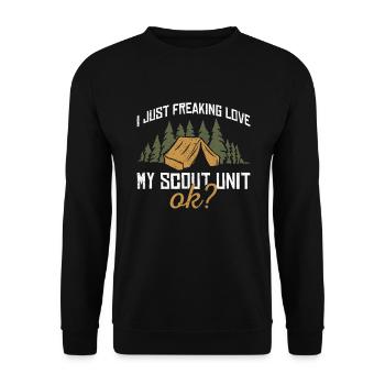 Cub Scout Design Für Einen Pfadfinderführer Und - Unisex Pullover - Schwarz - Vorne - Alina (178cm) & Michal (187cm)