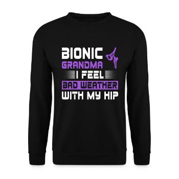 Bionic Hip Oma Design Für Eine Bionic Aftermarket - Unisex Pullover - Schwarz - Vorne - Alina (178cm) & Michal (187cm)