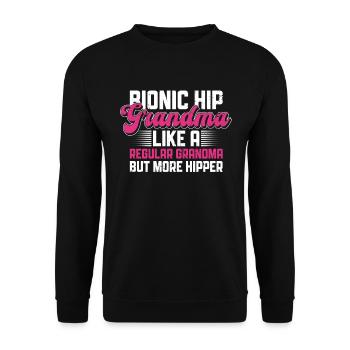 Bionisches Hüft-oma-design Für Die Genesung Nach - Unisex Sweatshirt - black - Front - Alina (178cm) & Michal (187cm)