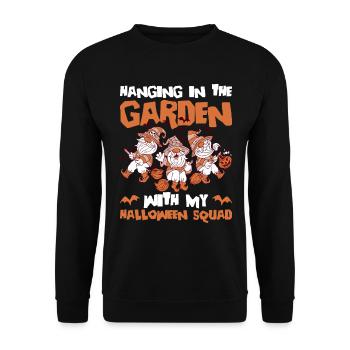 Gartenzwerg Und Halloween Gartenzwerg - Unisex Pullover - Schwarz - Vorne - Alina (178cm) & Michal (187cm)