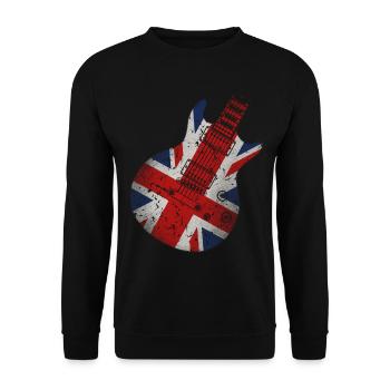 Union Jack Gitarre - Unisex Pullover - Schwarz - Vorne - Alina (178cm) & Michal (187cm)