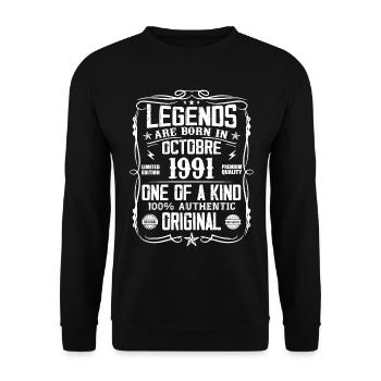 Octobre 1991 Légendes Sont Nées En Octobre 1991 - Sweat-shirt Unisexe - noir - Devant - Alina (178cm) & Michal (187cm)