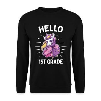 Hello 1st Grade - Hello First Grade Rocks - Unisex Sweatshirt - black - Front - Alina (178cm) & Michal (187cm)