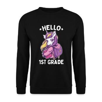 Hello 1st Grade - Hello First Grade Rocks - Unisex Sweatshirt - black - Front - Alina (178cm) & Michal (187cm)