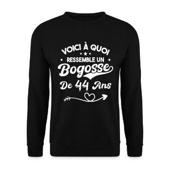 Bogosse 44 ans Cadeau Humour Anniversaire 44 ans - Sweat-shirt Unisexe - noir - Devant - Alina (178cm) & Michal (187cm)