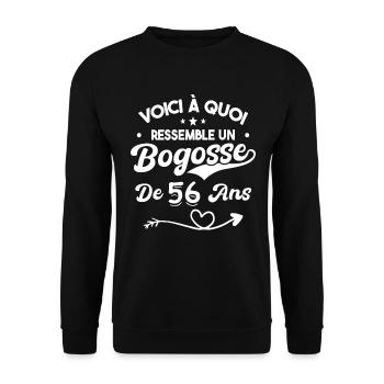 Bogosse 56 ans Cadeau Humour Anniversaire 56 ans - Sweat-shirt Unisexe - noir - Devant - Alina (178cm) & Michal (187cm)