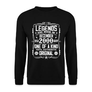 Born December 2000 Birthday Gift 2000 - Unisex Sweatshirt - black - Front - Alina (178cm) & Michal (187cm)