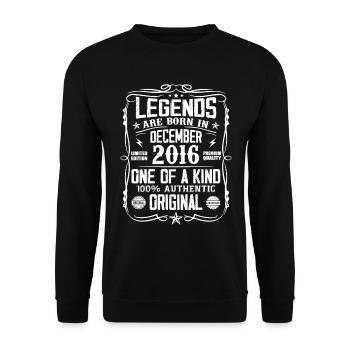 Born in December 2016 Birthday Gift 2016 - Unisex Sweatshirt - black - Front - Alina (178cm) & Michal (187cm)