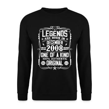 Né en Décembre 2008 Cadeau D’anniversaire 2008 - Sweat-shirt Unisexe - noir - Devant - Alina (178cm) & Michal (187cm)