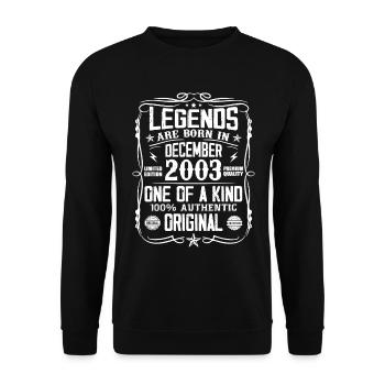 Born in December 2003 Birthday gift 2003 - Unisex Sweatshirt - black - Front - Alina (178cm) & Michal (187cm)