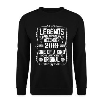 Born in December 2019 Birthday Gift 2019 - Unisex Sweatshirt - black - Front - Alina (178cm) & Michal (187cm)