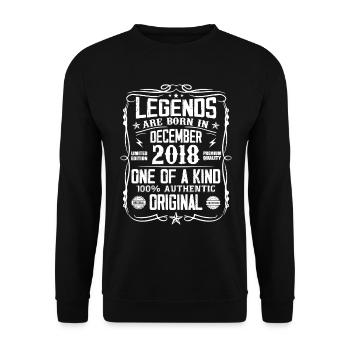 Geboren im Dezember 2018 Geburtstagsgeschenk 2018 - Unisex Pullover - Schwarz - Vorne - Alina (178cm) & Michal (187cm)
