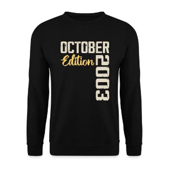 Octobre 2003 Vintage - Rétro cadeau anniversaire - Sweat-shirt Unisexe - noir - Devant - Alina (178cm) & Michal (187cm)