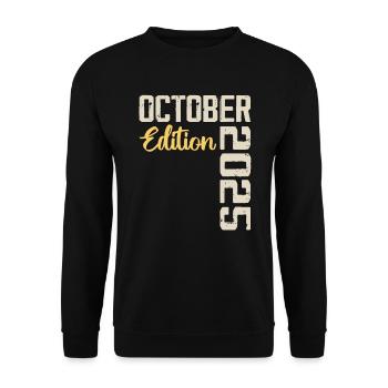 Octobre 2025 Vintage - Rétro cadeau anniversaire - Sweat-shirt Unisexe - noir - Devant - Alina (178cm) & Michal (187cm)