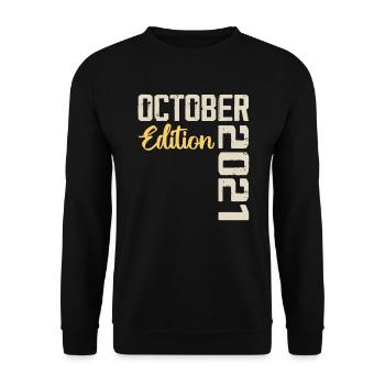 Oktober 2021 Vintage - Retro Geburtstagsgeschenk - Unisex Pullover - Schwarz - Vorne - Alina (178cm) & Michal (187cm)