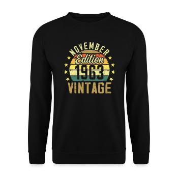 Les légendes sont nés en novembre 1963 - 1963 - Sweat-shirt Unisexe - noir - Devant - Alina (178cm) & Michal (187cm)