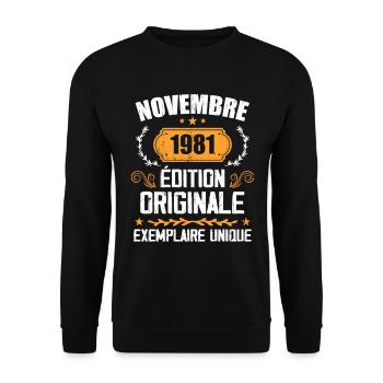 Cadeau D'anniversaire En Novembre 1981 - 1981 - Sweat-shirt Unisexe - noir - Devant - Alina (178cm) & Michal (187cm)