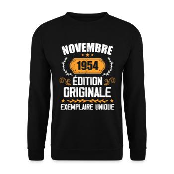 Cadeau D'anniversaire En Novembre 1954 - 1954 - Sweat-shirt Unisexe - noir - Devant - Alina (178cm) & Michal (187cm)