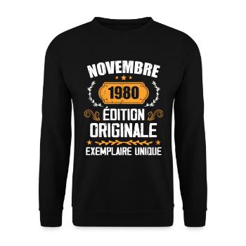 Cadeau D'anniversaire En Novembre 1980 - 1980 - Sweat-shirt Unisexe - noir - Devant - Alina (178cm) & Michal (187cm)