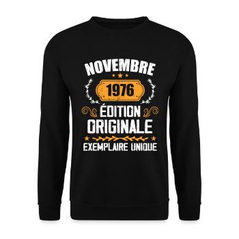 Cadeau D'anniversaire En Novembre 1976 - 1976 - Sweat-shirt Unisexe - noir - Devant - Alina (178cm) & Michal (187cm)