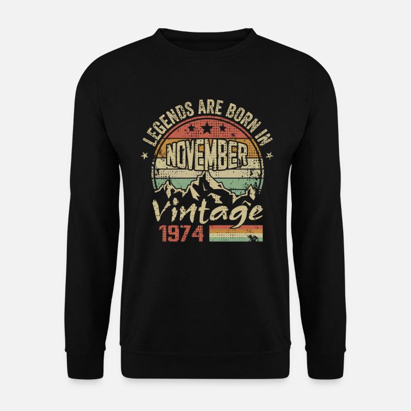November 1974, Retro-Vintage-Geburtstagsgeschenk - Unisex Pullover - Schwarz