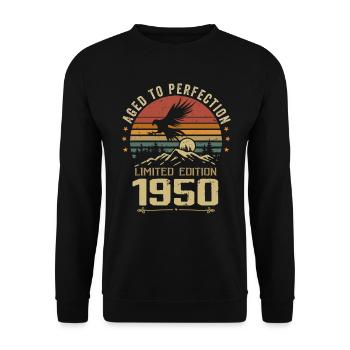 1950er Jahre Original Vintage Retro 1950er Jahre Jubiläum - Unisex Pullover - Schwarz - Vorne - Alina (178cm) & Michal (187cm)