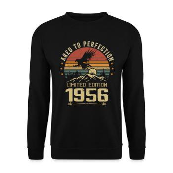 1956 Original Vintage Retro 1956 Anniversary - Unisex Sweatshirt - black - Front - Alina (178cm) & Michal (187cm)