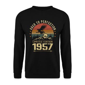 1957 Original Vintage Anniversaire 1957 rétro - Sweat-shirt Unisexe - noir - Devant - Alina (178cm) & Michal (187cm)