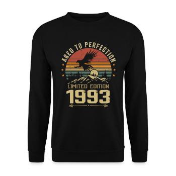 1993 Original Vintage Anniversaire 1993 rétro - Sweat-shirt Unisexe - noir - Devant - Alina (178cm) & Michal (187cm)