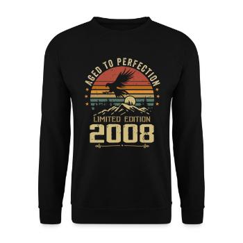 2008 Original Vintage Retro 2008 Jubiläum - Unisex Pullover - Schwarz - Vorne - Alina (178cm) & Michal (187cm)