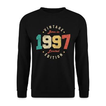 Vintage 1997 Original 1997 Anniversaire Rétro 1997 - Sweat-shirt Unisexe - noir - Devant - Alina (178cm) & Michal (187cm)