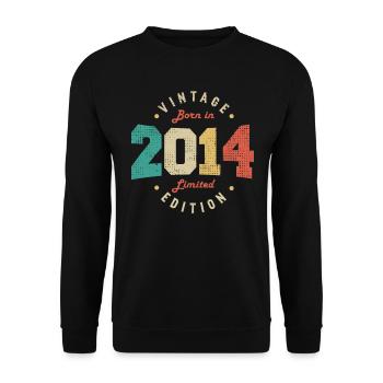Jahrgang 2014 Original 2014 Retro Jubiläum 2014 - Unisex Pullover - Schwarz - Vorne - Alina (178cm) & Michal (187cm)