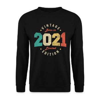 Jahrgang 2021 Original 2021 Retro Geburtstag 2021 - Unisex Pullover - Schwarz - Vorne - Alina (178cm) & Michal (187cm)