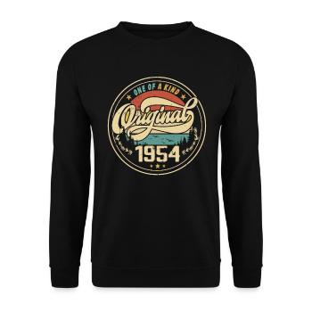 Original 1954 Jahrgang - 1954 Geburtstagsgeschenk - Unisex Pullover - Schwarz - Vorne - Alina (178cm) & Michal (187cm)