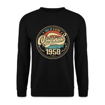 Original 1958 Vintage - 1958 Birthday Gift - Unisex Sweatshirt - black - Front - Alina (178cm) & Michal (187cm)