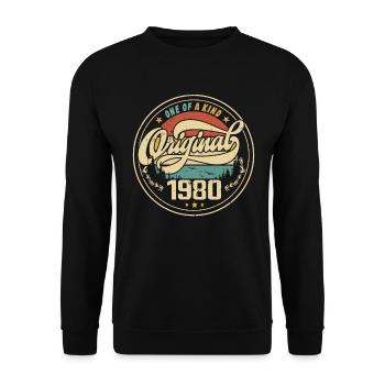 Original 1980 Vintage - Cadeau D’anniversaire 1980 - Sweat-shirt Unisexe - noir - Devant - Alina (178cm) & Michal (187cm)