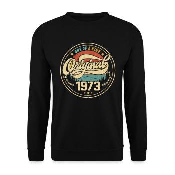 Original 1973 Jahrgang - 1973 Geburtstagsgeschenk - Unisex Pullover - Schwarz - Vorne - Alina (178cm) & Michal (187cm)