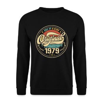 Original 1979 Jahrgang - 1979 Geburtstagsgeschenk - Unisex Pullover - Schwarz - Vorne - Alina (178cm) & Michal (187cm)