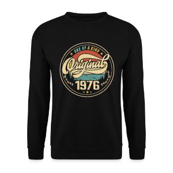 Original 1976 Jahrgang - 1976 Geburtstagsgeschenk - Unisex Pullover - Schwarz - Vorne - Alina (178cm) & Michal (187cm)