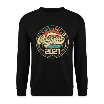 Original 2021 Jahrgang - 2021 Geburtstagsgeschenk - Unisex Pullover - Schwarz - Vorne - Alina (178cm) & Michal (187cm)